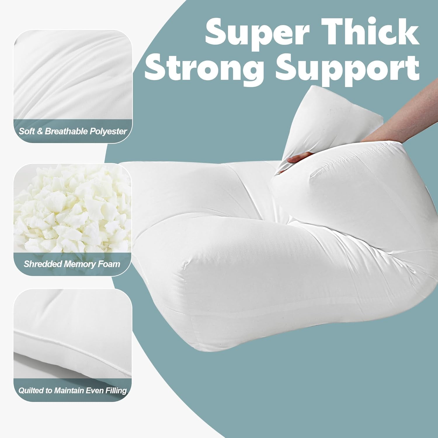 Shredded Foam Sofa Back Cushions, Supportive Back Cushion Replacement for Couch, Stuffing Filling Lumbar Support Pillow for Couch, Bed, Floor, (27.5"x18"x5")