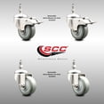 thumbnail image 2 of 3.5 Inch 316SS Gray Polyurethane ½ Inch Threaded Stem Caster Set 2 Lock Brake, 2 of 2