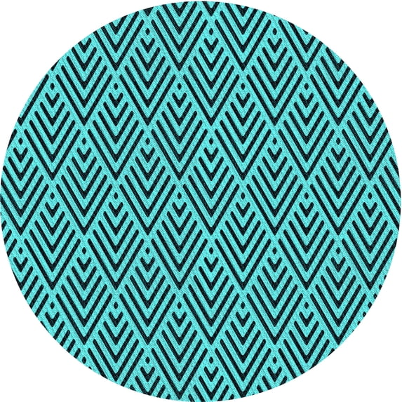 Ahgly Company Machine Washable Indoor Round Transitional Bright Cyan Blue Area Rugs, 4' Round