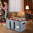 thumbnail image 3 of Christmas Ornament Storage Box, Holiday Ornament Organizer with 8 Trays, Holds 128 Ornaments (3-inch) Durable 600D Oxford Fabric & Dual Zipper (Gray), 3 of 7