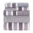 thumbnail image 2 of Kchsji 8 Piece Velvet Wide Stripe Bath Towel Set With Washcloths, Ultra Absorbent Quick Dry Plush Flock Fabric, Spa Style Home Bathroom Linens, Adult Size, Multi Color, Durable Soft Hotel Feel, 2 of 7