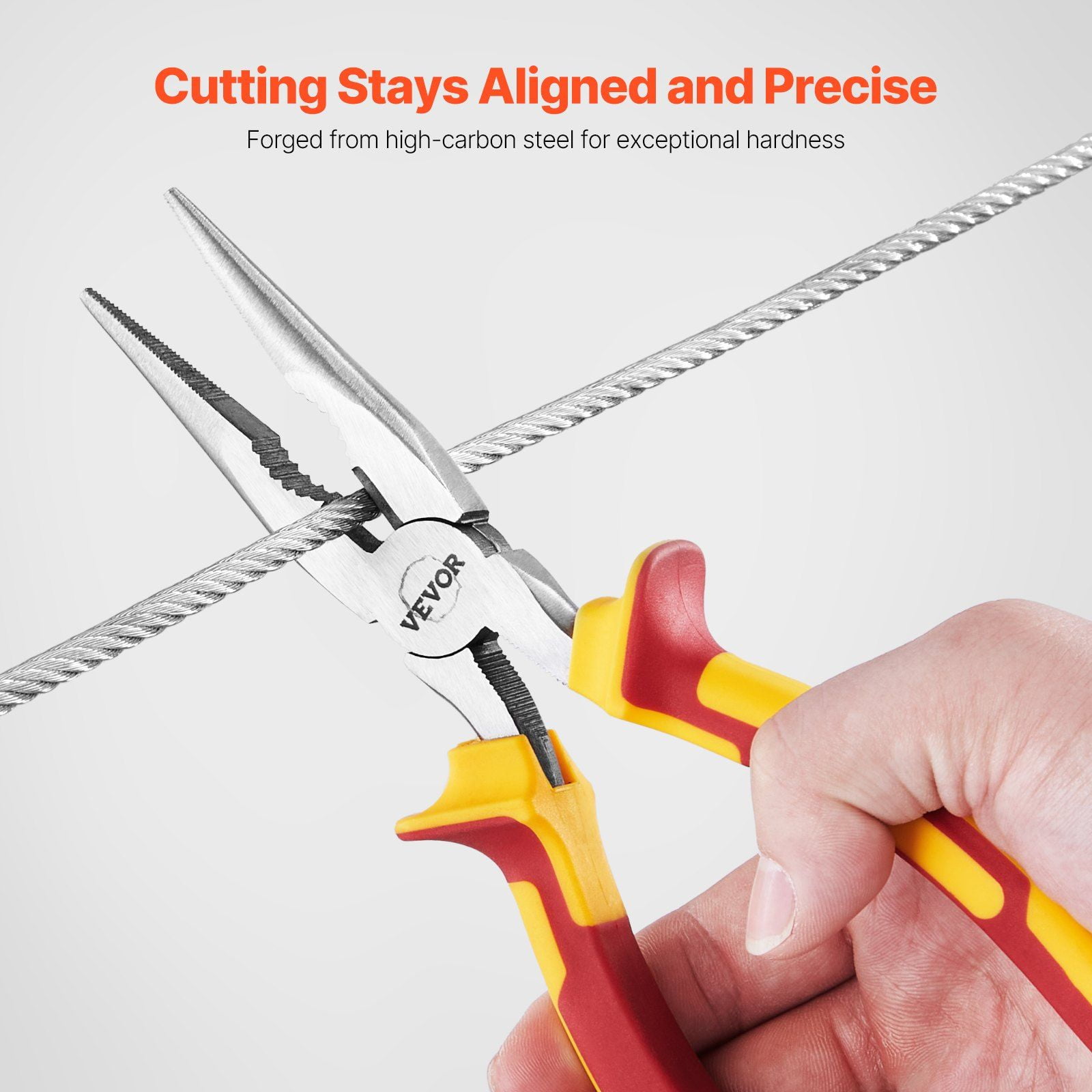 Two Piece Needle Nose Pliers Set 8 Inch and 6 Inch 45 Steel TPR Handle for Wire Winding Handcrafts Jewelry Making Repair