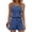 Blue, variant on Women's Ribbed Loungewear Romper, Spaghetti Strap Drawstring Waist Short Jumpsuit, Soft Comfy Daily Wear Gray Short Sleeve Jumpsuits for Women S