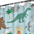 thumbnail image 3 of Dinosaurs Volcano Light Blue Pattern Shower Curtain 36"x72" ,Bathroom Decorative Shower Curtains Set with 12 Hooks,Modern Waterproof Washable Shower Curtain, 3 of 6