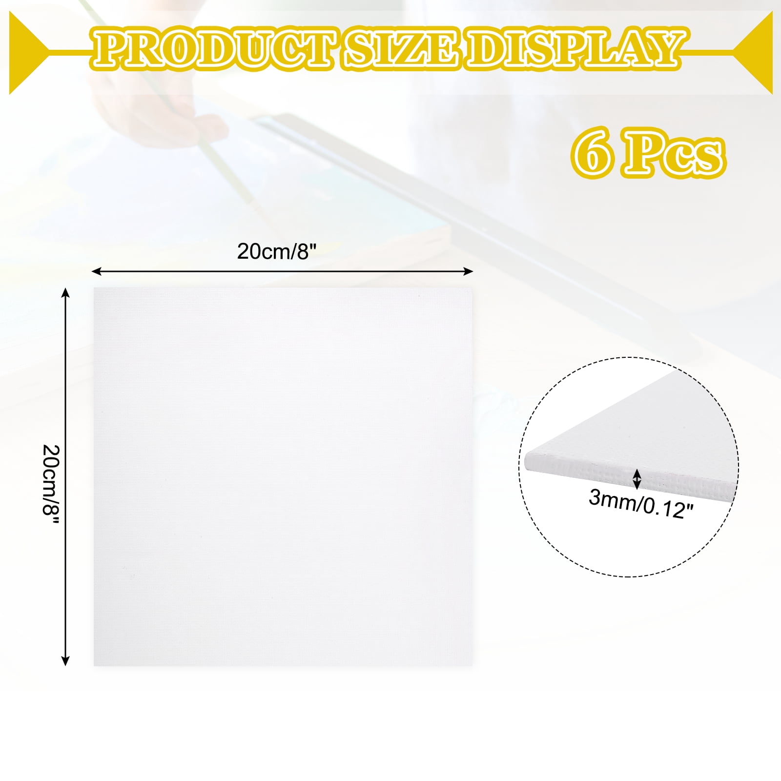 6 Pcs Canvas Boards for Painting, 8 x 8 Inch Blank Flat Canvas Panels Art Painting Supplies
