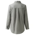 thumbnail image 6 of YEJIMAN Gray V Neck T Shirts For Women, Polyester,Cotton Oversized Tshirts For Women, Fashion Women's Lmitation Cotton and Linen Slub Long Sleeve Pocket Button Tee Casual Popular Blouse Tops(S 3XL), 6 of 8