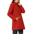 thumbnail image 5 of INSPIRE CHIC Women's Coat Mid Length Stand Collar Single Breasted Winter Outerwear Overcoat M Bright Red, 5 of 7