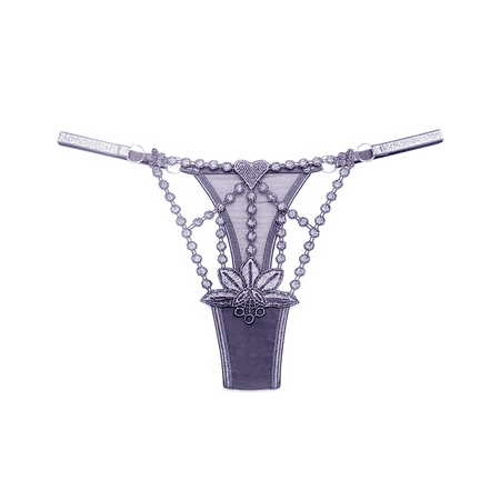 Fulorrnie Women s Sexy Sheer Lace Panties Heart Shaped Chain Detail Nylon Spandex Comfortable Underwear  Light Purple  One Size