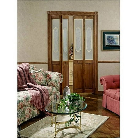 AWC Model 127 Elizabethian Glass Bifold Door 32"wide x 80"high Unfinished Pine