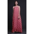 thumbnail image 2 of Bimba Pink Floral Ranunculus Tango Printed Long Maxi Dress For Women Rayon Nightgown Spaghetti Strap Ladies Sleepwear Small, 2 of 5