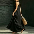 thumbnail image 5 of THDHVS Maxi Dress,Solid Color V Neck Sleeveless A Line Loose Flared Dress Casual Summer Daily Wear,Summer Dresses for Women Black L, 5 of 9