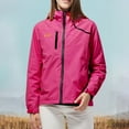 thumbnail image 2 of Yindaity Coats for Women Jacket Women Striped Lined Hooded Lightweight Outdoor Waterproof Windbreaker (Hot Pink,M), 2 of 3