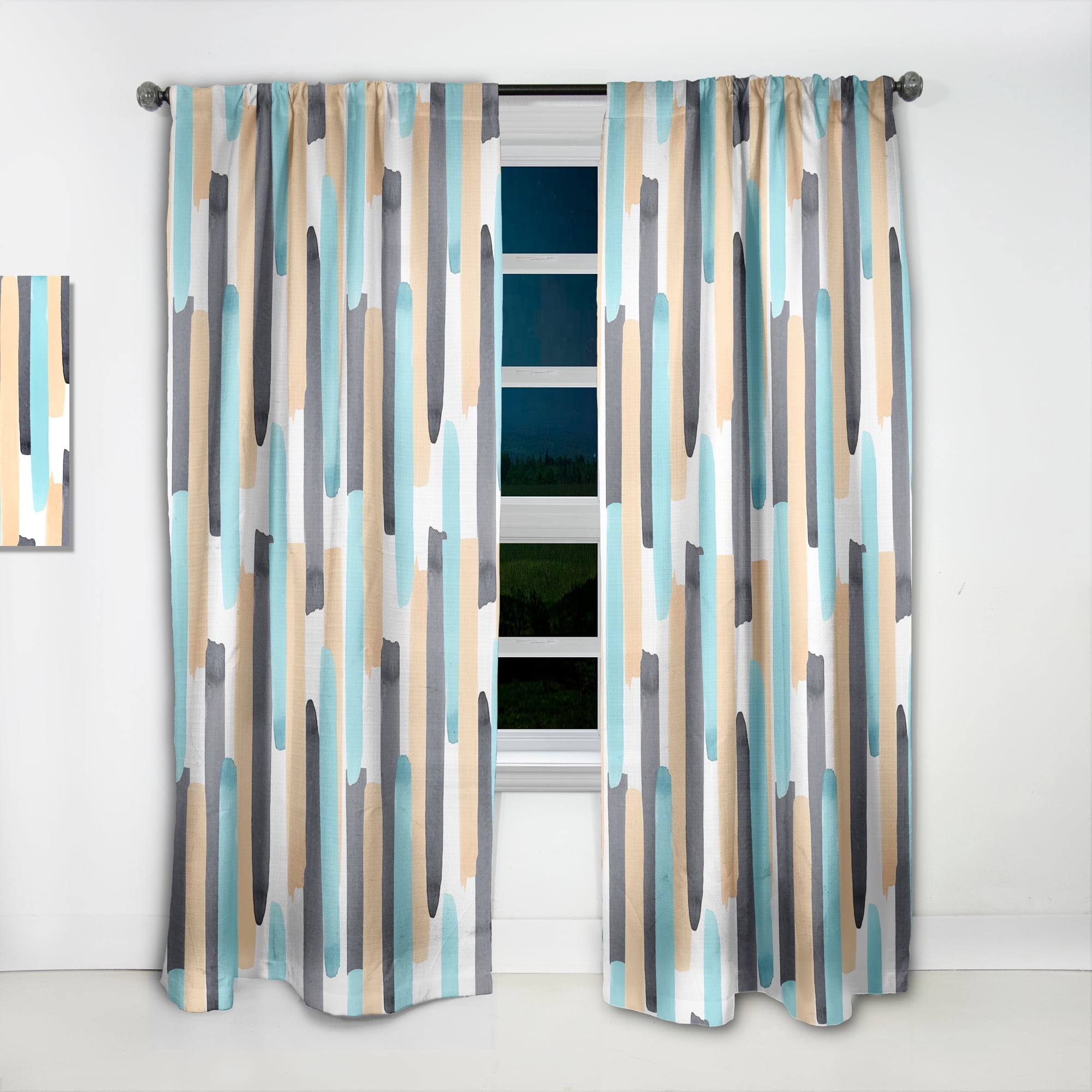 Designart 'Geometrical Abstract Retro I' Mid-Century Modern Curtain Panel