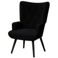 thumbnail image 6 of LAZY BUDDY Teddy Fabric Black Accent Chairs Set of 2, Wingback Chair Comfy Upholstered Armchair for Reading, Living Room, 6 of 10