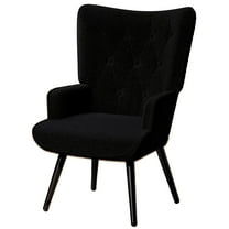 LAZY BUDDY Teddy Fabric Accent Chair, Comfy Upholstered Wingback Armchair for Living Room, Bedroom, Home