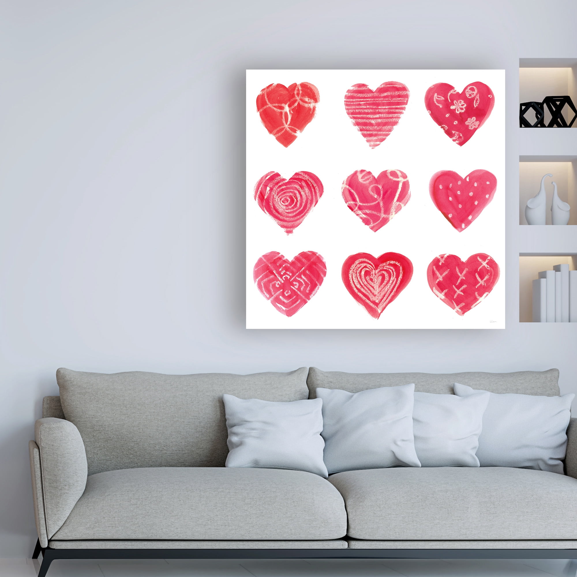 Trademark Fine Art 'Hearts and More Hearts I' Canvas Art by Sue Schlabach
