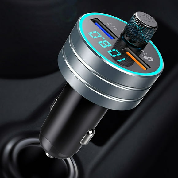 Binmer Multi-Functional Car Charger,FM Transmitter,Radio Adapter, Bluetooth 5.0 Music Player, With Hands- Call, USB Interface And Type-C Interface