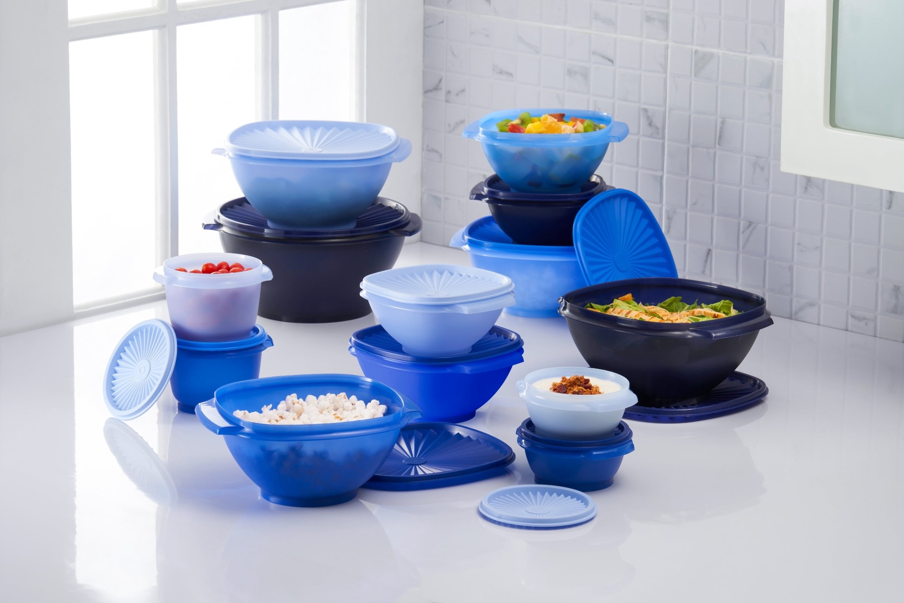 Tupperware Heritage Food Storage Containers with Lids, Blue (36 Count)