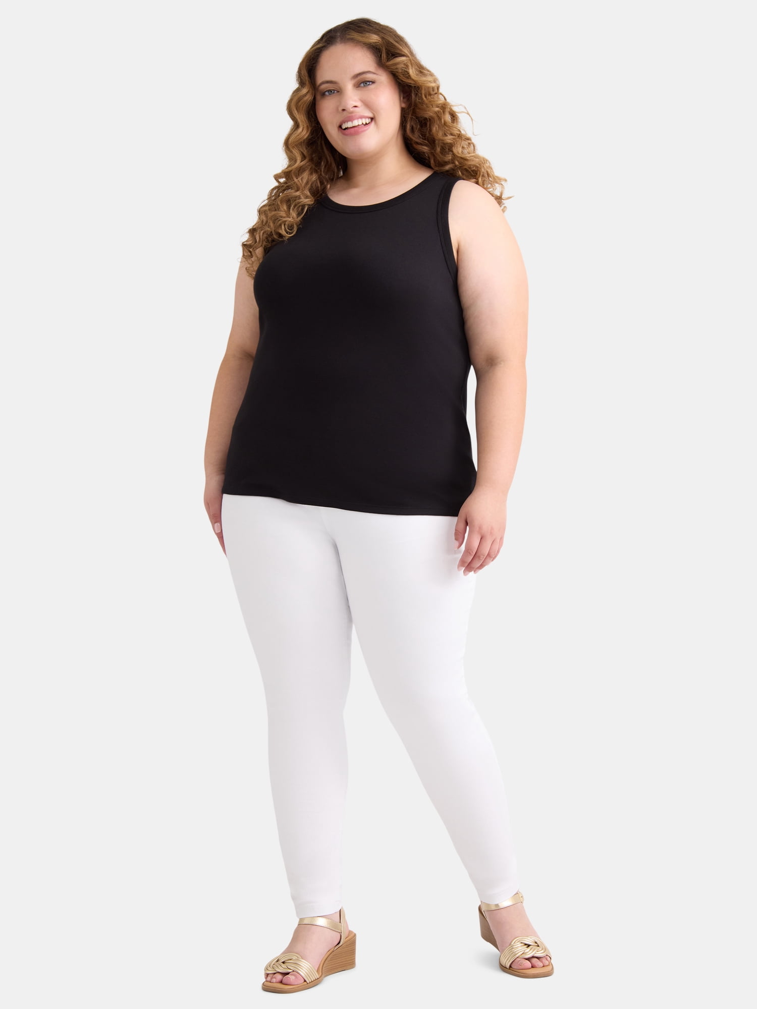 Terra & Sky Women's Plus Size High Neck Rib Tank Top, Sizes 0X-4X