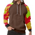 thumbnail image 2 of Men’s Long Sleeve Pullover Hoodie with Camouflage Pattern Raglan Sleeves and Adjustable Drawstring Hooded Sweatshirt Light Brown L, 2 of 5