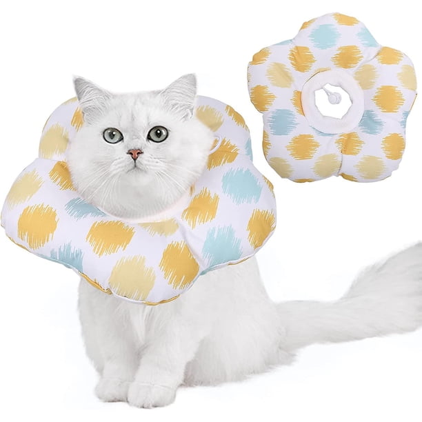Collar de gato E, lindo cono de recuperación de flores para gatos Collar de cono de gato Cono de cuello de gato ajustable suave Cono cómodo para gatos Cachorros Collar isabelino después de Su