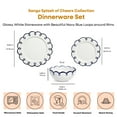 thumbnail image 2 of Sango Splash of Cheers 12-Piece Earthenware Dinnerware Set for 4-White with Navy Blue Scalloped Rims, 2 of 8