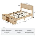 Full Size Modern Solid Wood Platform Bed Square Grass Rattan