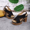 thumbnail image 6 of Pandaie Open Toe Ankle Strap Sandals Womens Platform Orthopedic High Heels Criss Cross Band Slingback Dress Pumps Shoes (Black,9.5), 6 of 8