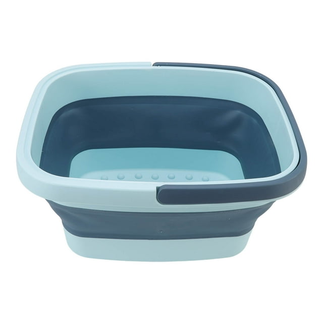 Bañera plegable de silicona para pies, portátil, para masaje de pies, para el hogar, color azul