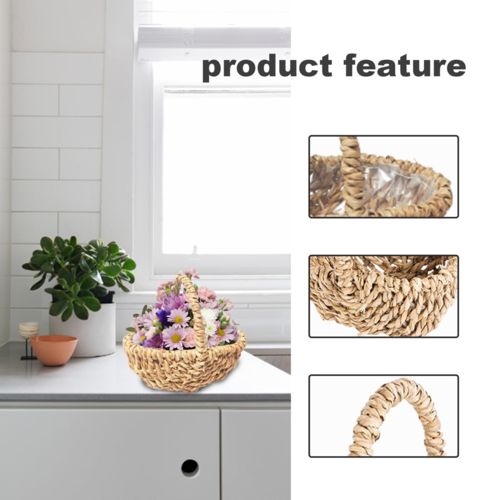 Xoxingysm Home Textile Storage Flower Girl Basket Woven Baskets with Handles for Wedding Easter Egg Hunting Basket Toy Oval Basket Basketflower Girl
