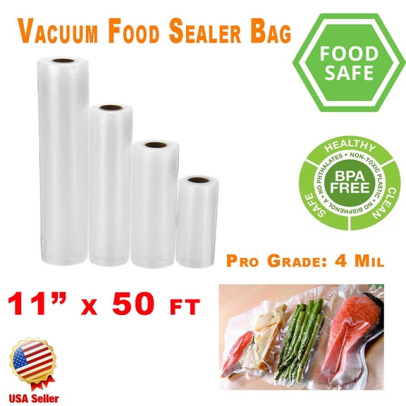 Eshoppercity Vacuum Sealer Rolls 11"x 50' 4 Mil FoodSaver Style Food Bags Sunbean, 2 Pack