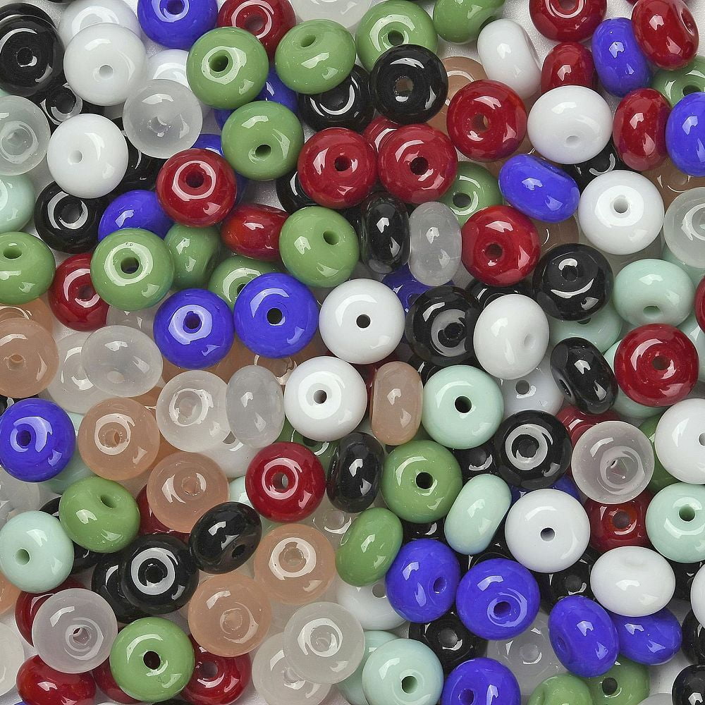 Opaque & Transparent Colours Glass Seed Beads Donut Mixed Color 8x5mm Hole: 1.6mm about 957pcs/pound