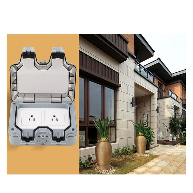 Toma De Corriente De Pared Impermeable, Toma De Corriente Impermeable Para Exteriores, Enchufe Estadounidense De 15A, 110V, 2 Enchufes, PC Retardante De Llama Para Granja