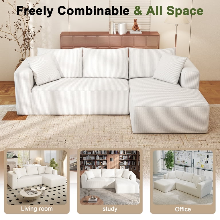 DEALTOPS 104'' Modular L-Shape Sectional Sofa with Chaise, Comfy