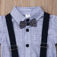 thumbnail image 6 of Douhoow Baby Boys Gentleman Outfit Set Short Sleeve Bow Folded Collar Romper Suspender Shorts, 6 of 7