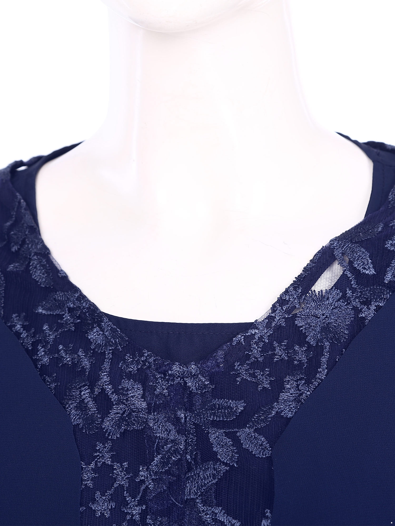 YONGHS Women's Chiffon 3 Pcs Pants Suits Mother of Bride Wedding Guest Formal Evening Gown Navy Blue XXL/2XL