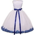 thumbnail image 2 of Little Girls Elegant Satin Ribbon Sash Petals Flowers Girls Dresses Ivory Pink 6, 2 of 2