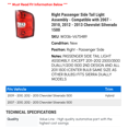 thumbnail image 2 of Right Passenger Side Tail Light Assembly - Compatible with 2007 - 2010, 2012 - 2013 Chevy Silverado 1500 2008 2009, 2 of 2