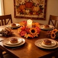 thumbnail image 5 of Fall Candle Rings Fall Decorations for Home Thanksgiving Decorations Artificial Sunflower Maple Leaf Candle Wreath for Table Centerpiece by MPOISVA, 5 of 7