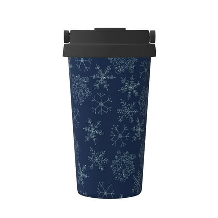 

KLL Snowflake Dark Blue Pattern Stainless Steel Vacuum Insulated Tumbler - Carry Insulated Coffee Mug - Reusable Insulated Cold Brew Iced Coffee Cup Thermos