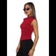 thumbnail image 2 of Tops Cortos Sin Mangas para Mujer, Camisetas Sin Mangas Fruncidas con Cuello Alto, Camisetas para Salir Y2K, Camisetas Ajustadas Lisas. Rojo XXL, 2 of 7