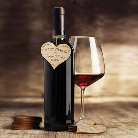 Set of 12 Personalized Heart Wine Tags