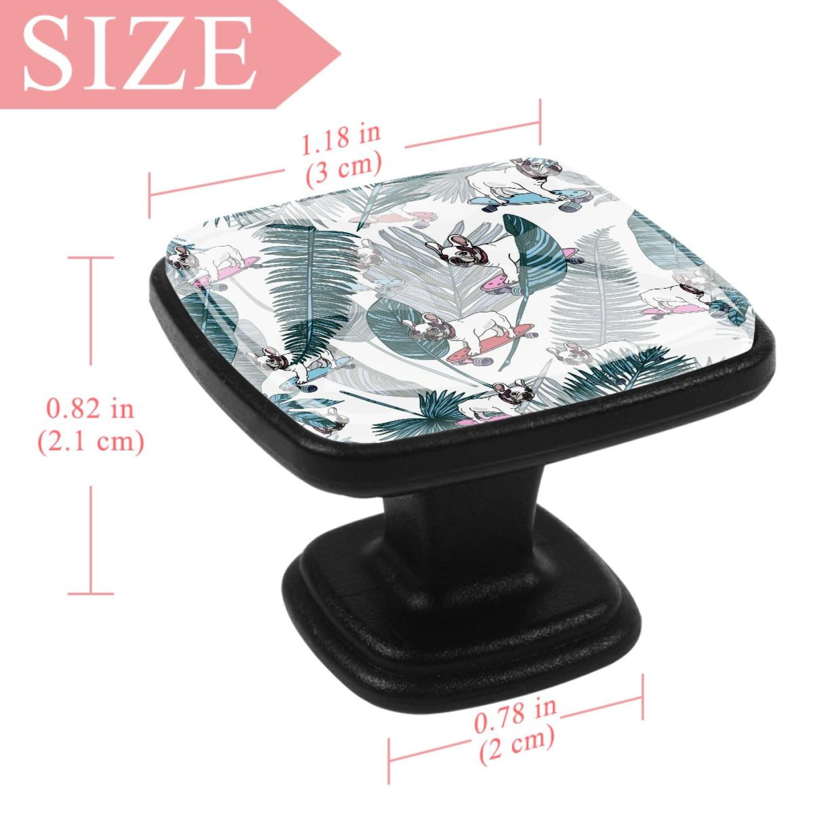 4 Pcs Square Cabinet Handle Cupboard Knob Drawer Pulls Handle French Bulldog Drawer Knobs with Screws Furniture Decoration