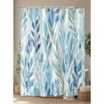 thumbnail image 4 of Fsddascl Blue Green Leaf Shower Curtain Set - Small 36" x 72" Washable Bathtub Curtain with 12 Hooks, Summer Vintage Watercolor Plant Waterproof Fabric Stall Shower Curtains for Bathroom/Bathtub, 4 of 6
