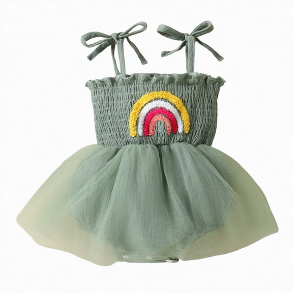 Hessimy Baby Girls Ruffle Long Sleeve Bodysuit Infant Solid Color Top Jumpsuit Clothes(Green