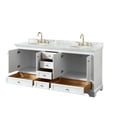 thumbnail image 3 of Wyndham Collection Deborah 72" Wood Double Bathroom Vanity in White/Gold Trim, 3 of 6
