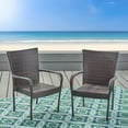 thumbnail image 3 of GDF Studio Ferndale Outdoor Wicker Stacking Dining Chairs, Set of 2, Multibrown, 3 of 13