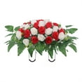 thumbnail image 2 of Artificial Rose Cemetery Saddle - Memorial Flower Arrangement for Headstones, Outdoor Gravesite Decor, and Lasting Tributes, 2 of 9