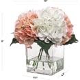 thumbnail image 4 of 3PC  Pink and White 10-Inch Diameter Hydrangea Stem Set in Vase – Artificial Silk Flower Arrangement for Home, Office, and Event Décor, 4 of 6