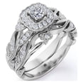 thumbnail image 1 of JeenMata Anillo de Bodas Antiguo con Diamantes Redondos y Filigrana de Diamantes de Estilo Eduardiano, Estilo Art Déco, Engastado en Oro Blanco de 10 K, 1 of 6